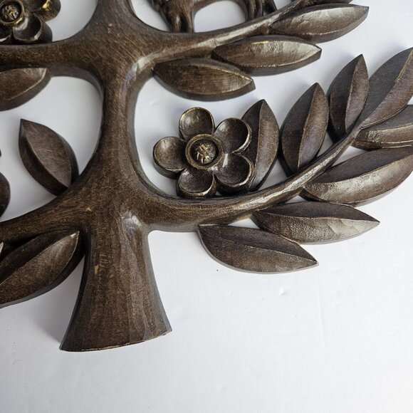 Vintage Homeco Tree of Life Wall Decor – Pair of Mid-Century Syroco Style Plaque - Picture 8 of 16